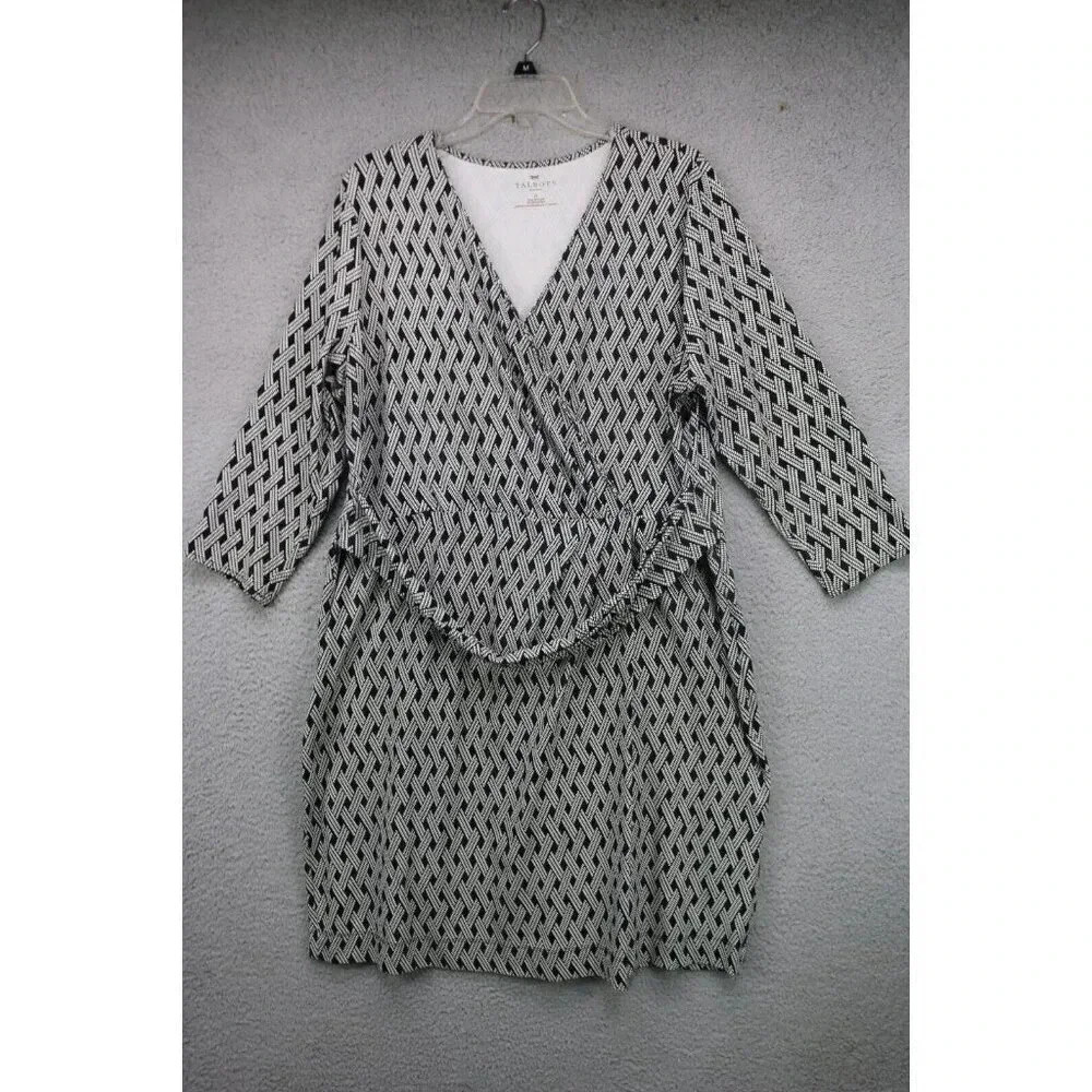 Talbots V-Neck Faux Wrap Dress-Size 1X-3/4 Sleeves-Office-Church‎